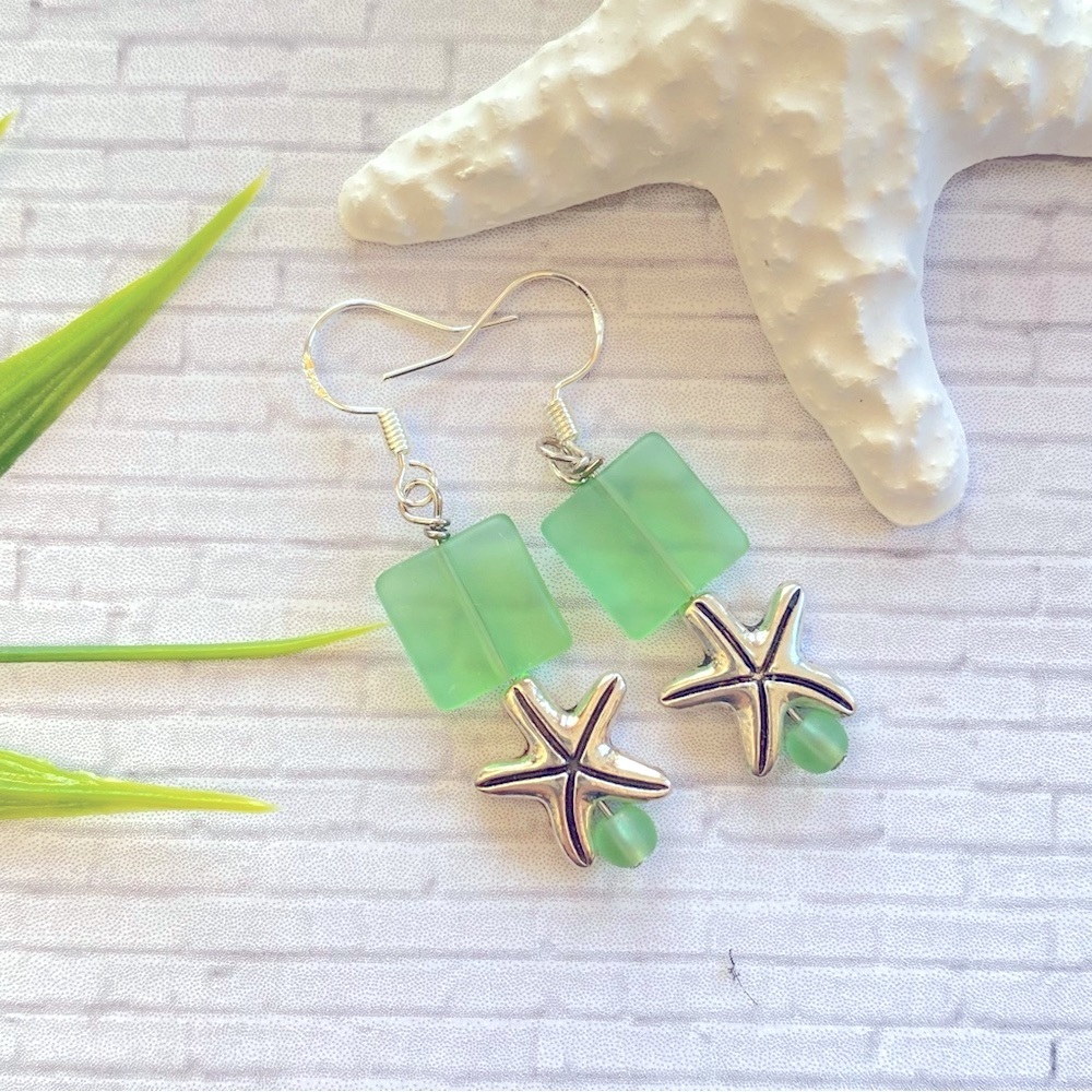 3/$25 Silver Starfish Sea Glass Earrings